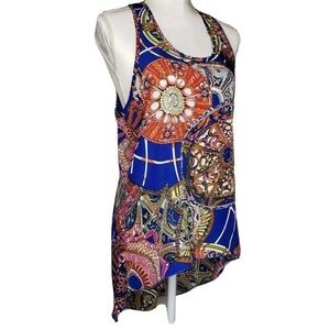 Magic Avenue, size large Vibrant Blue Patterned Women's Top, racer back tank